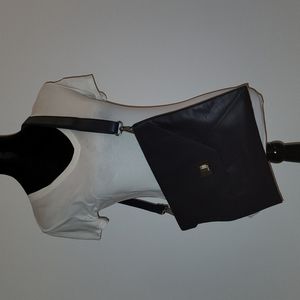 Levenger Purple Leather Tablet Crossbody Bag